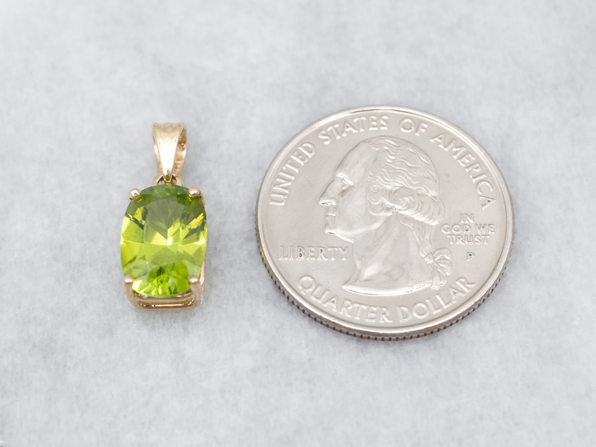 Yellow Gold Peridot Solitaire Pendant