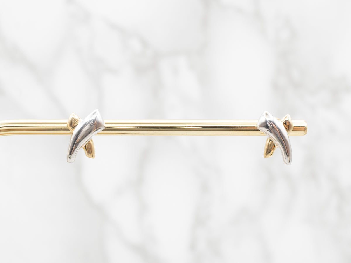 Two Tone X Stud Earrings