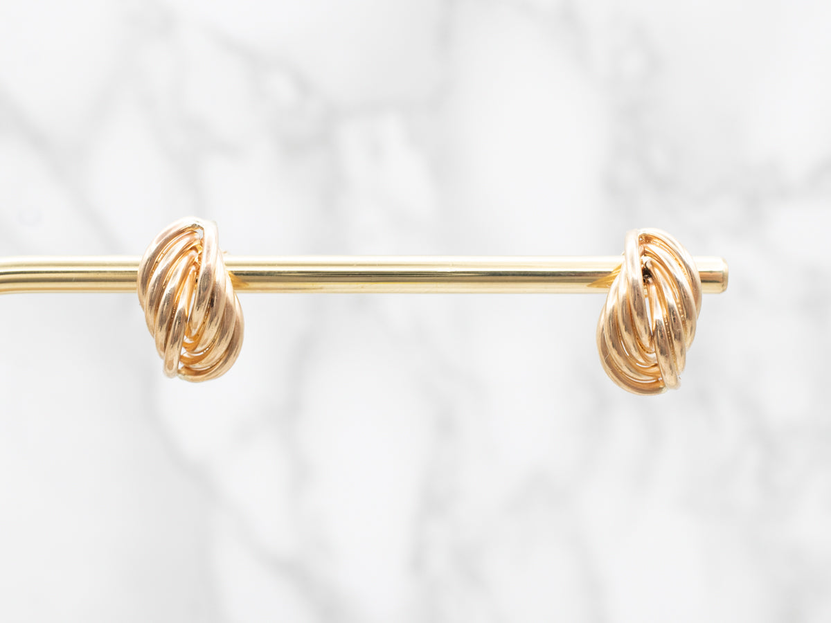 Yellow Gold Twisted Stud Earrings