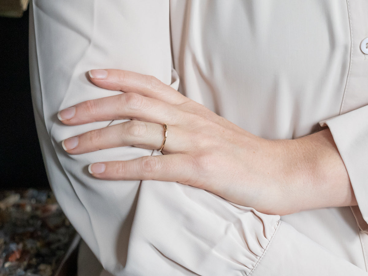 Yellow Gold Notched Center Wedding Band