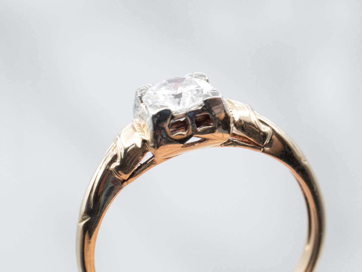 Two Tone Diamond Solitaire Engagement Ring