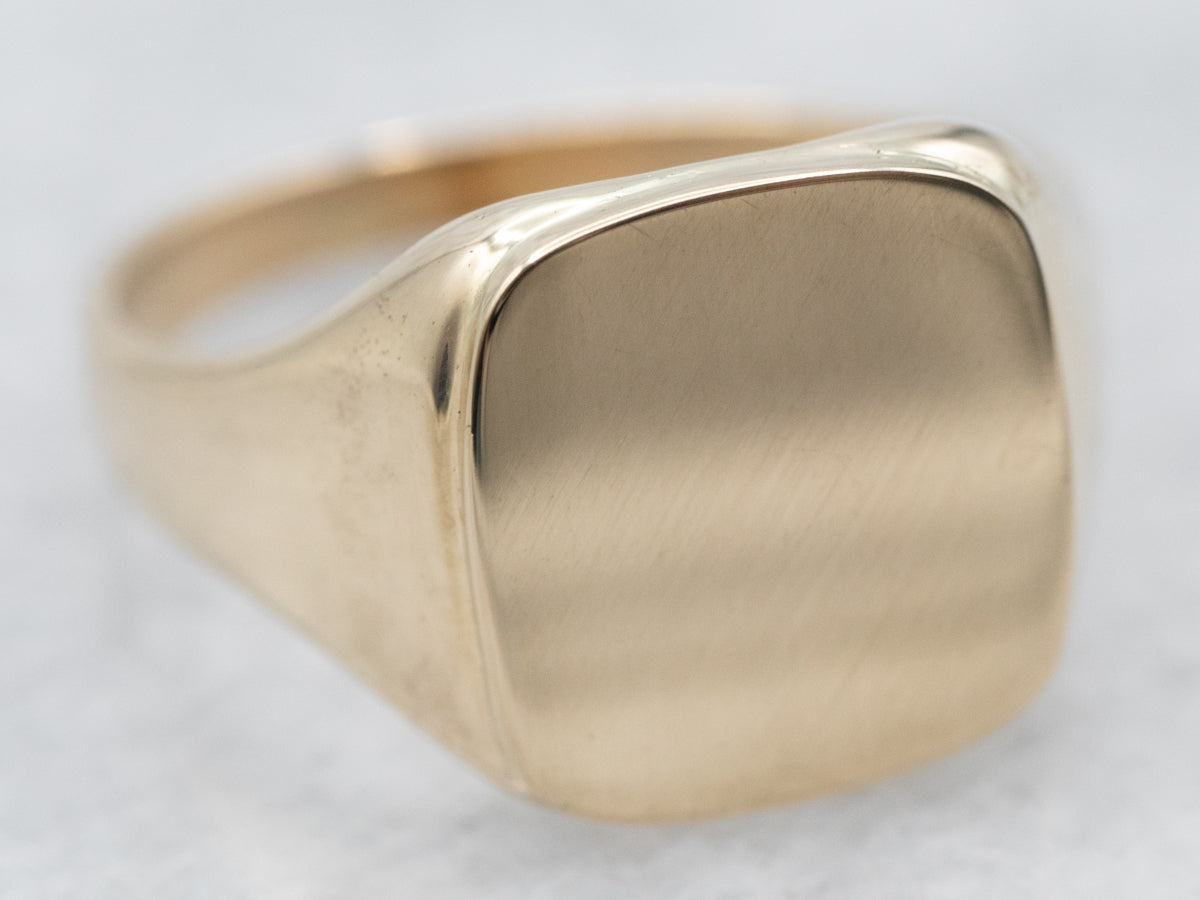 Yellow Gold Plain Square Signet Ring