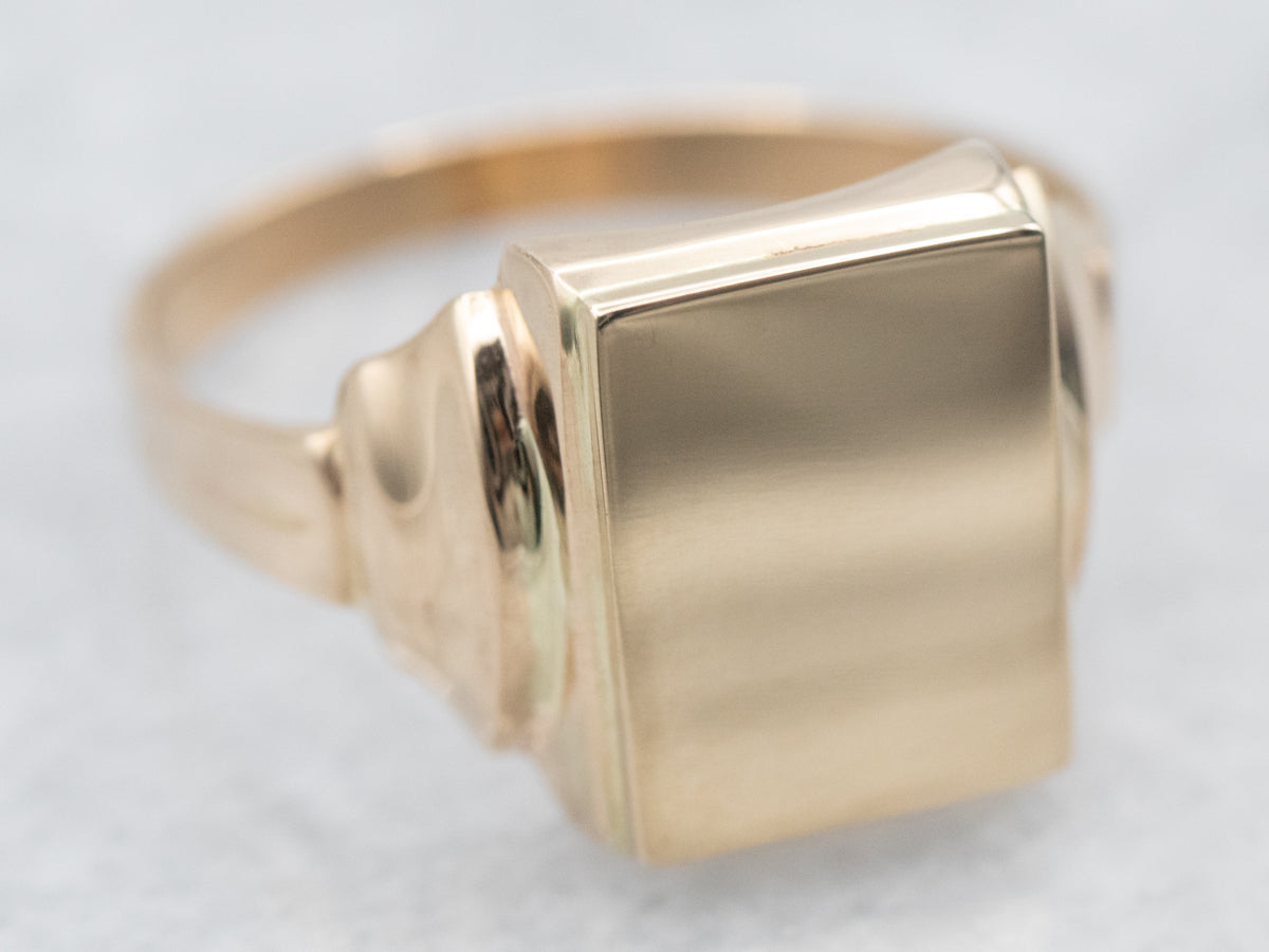Yellow Gold Rectangular Plain Signet Ring