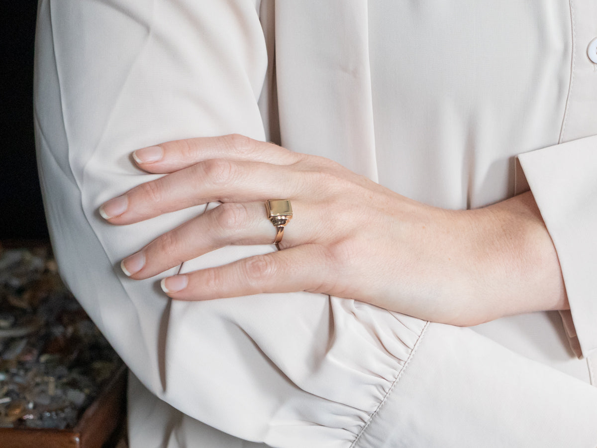 Yellow Gold Rectangular Plain Signet Ring