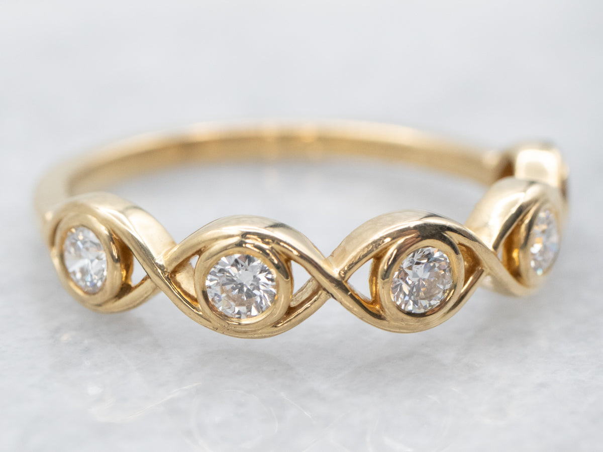 Yellow Gold Five Stone Diamond Band