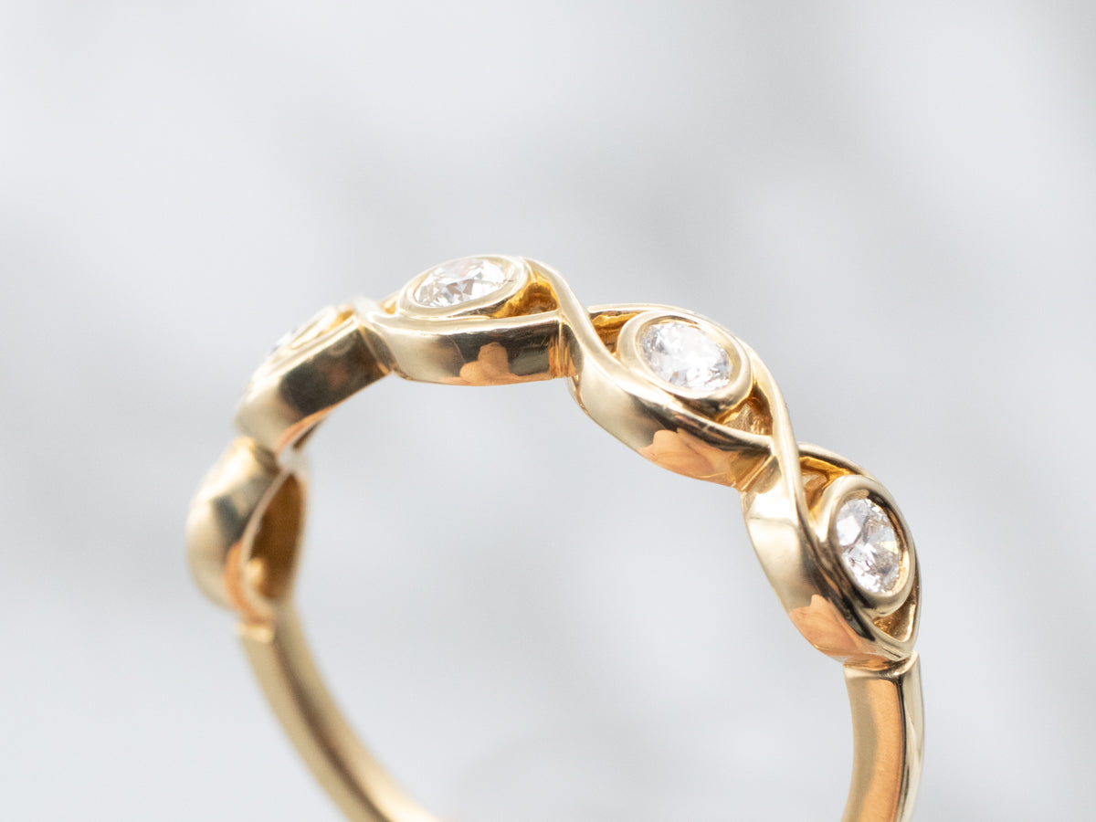 Yellow Gold Five Stone Diamond Band