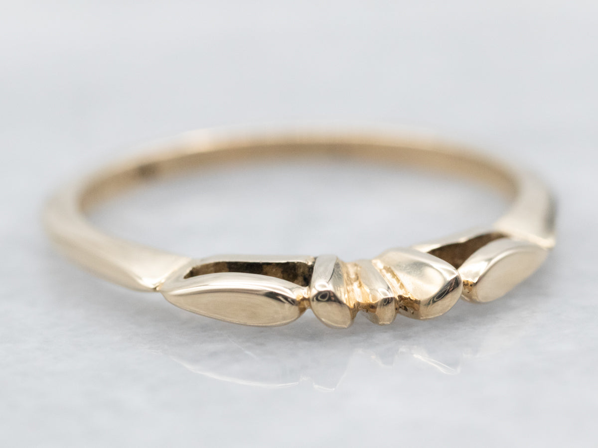 Yellow Gold Notched Center Wedding Band