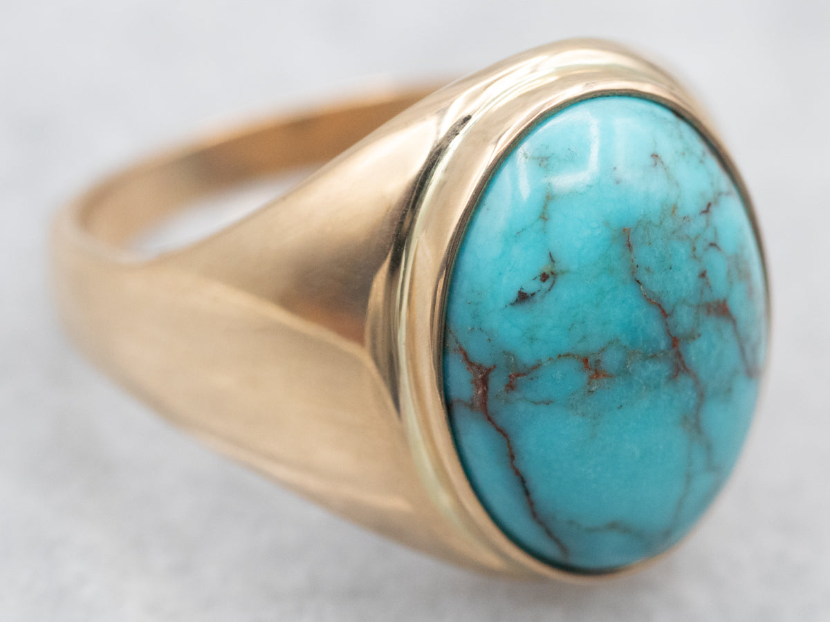 Men's Ring with Turquoise Stone in Silver