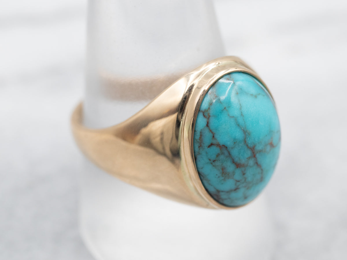 Yellow Gold Bezel Set Turquoise Solitaire Ring