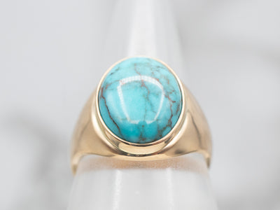 Yellow Gold Bezel Set Turquoise Solitaire Ring