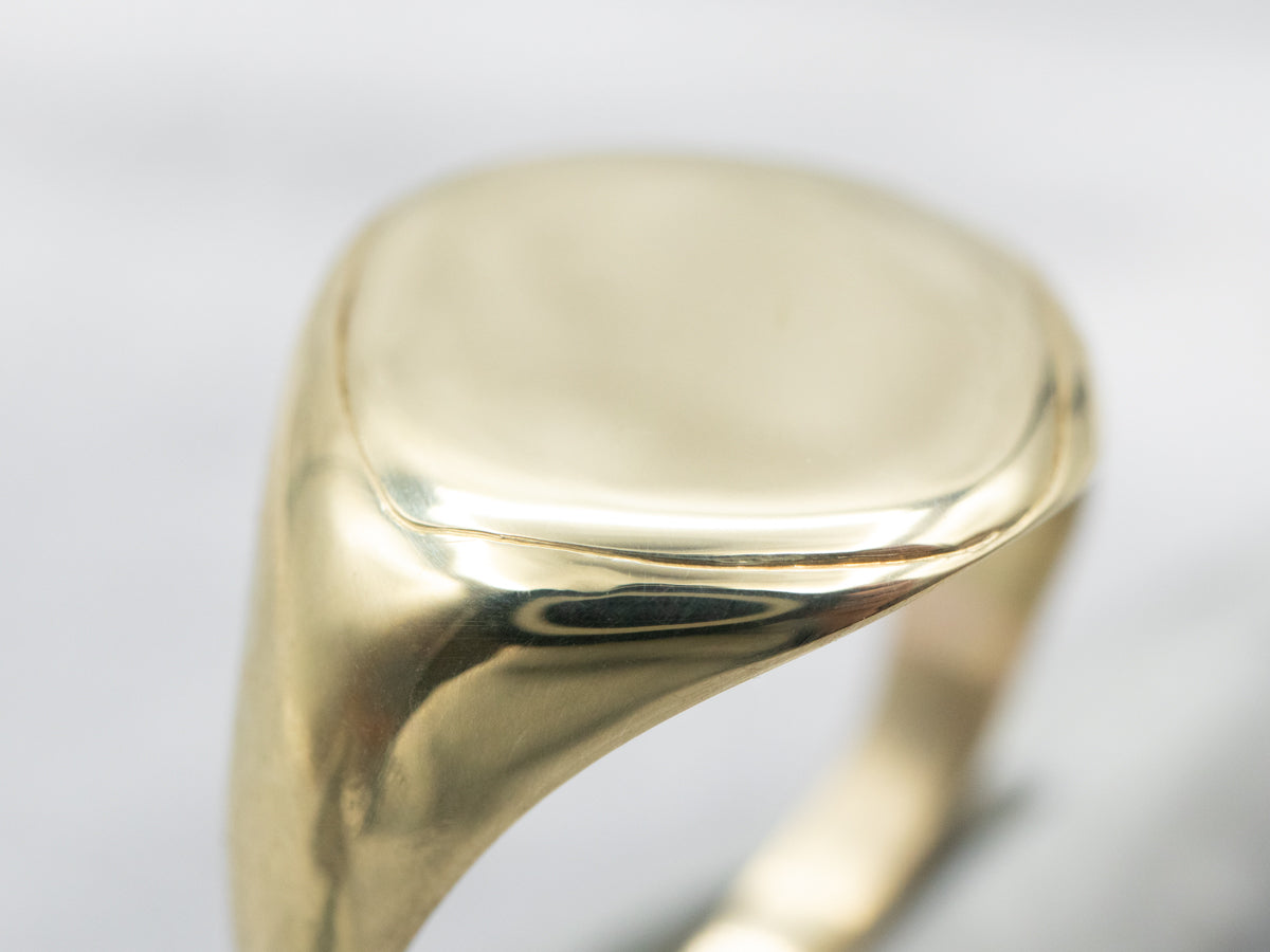 Anillo De Sello Liso De Oro Verde