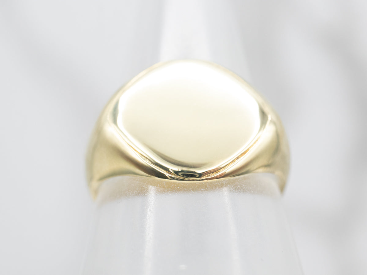 Anillo De Sello Liso De Oro Verde