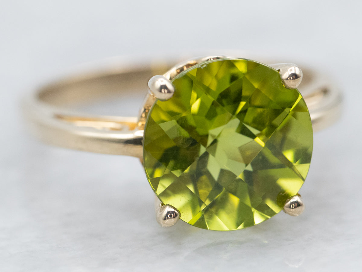 Yellow Gold Peridot Solitaire Ring