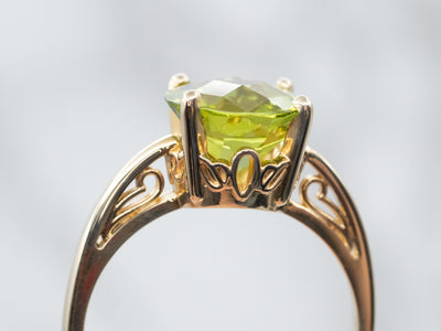 Yellow Gold Peridot Solitaire Ring