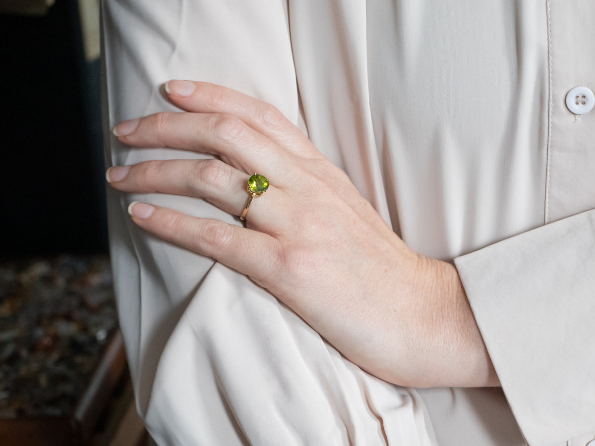 Yellow Gold Peridot Solitaire Ring