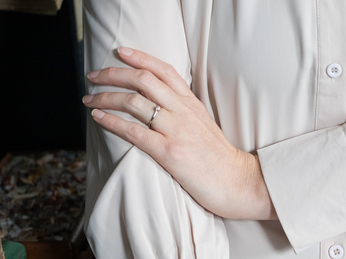 White Gold European Cut Diamond Solitaire Engagement Ring