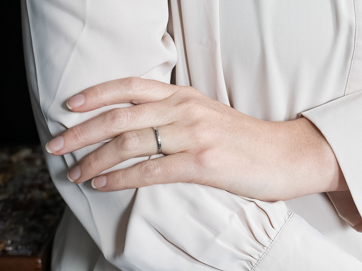 White Gold Wedding Band with Milgrain Edge