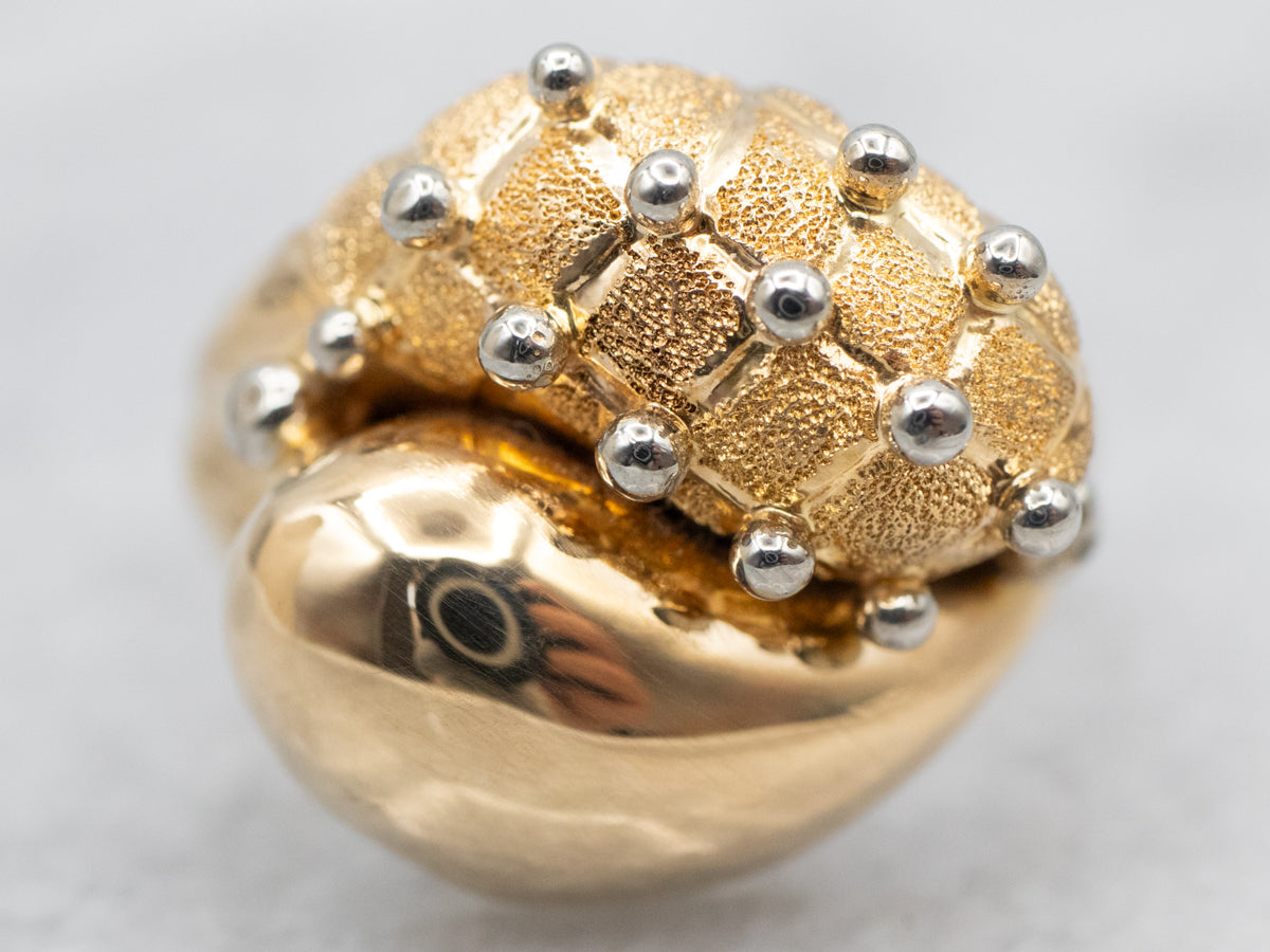 Two Tone Studded Domed Bypass Ring