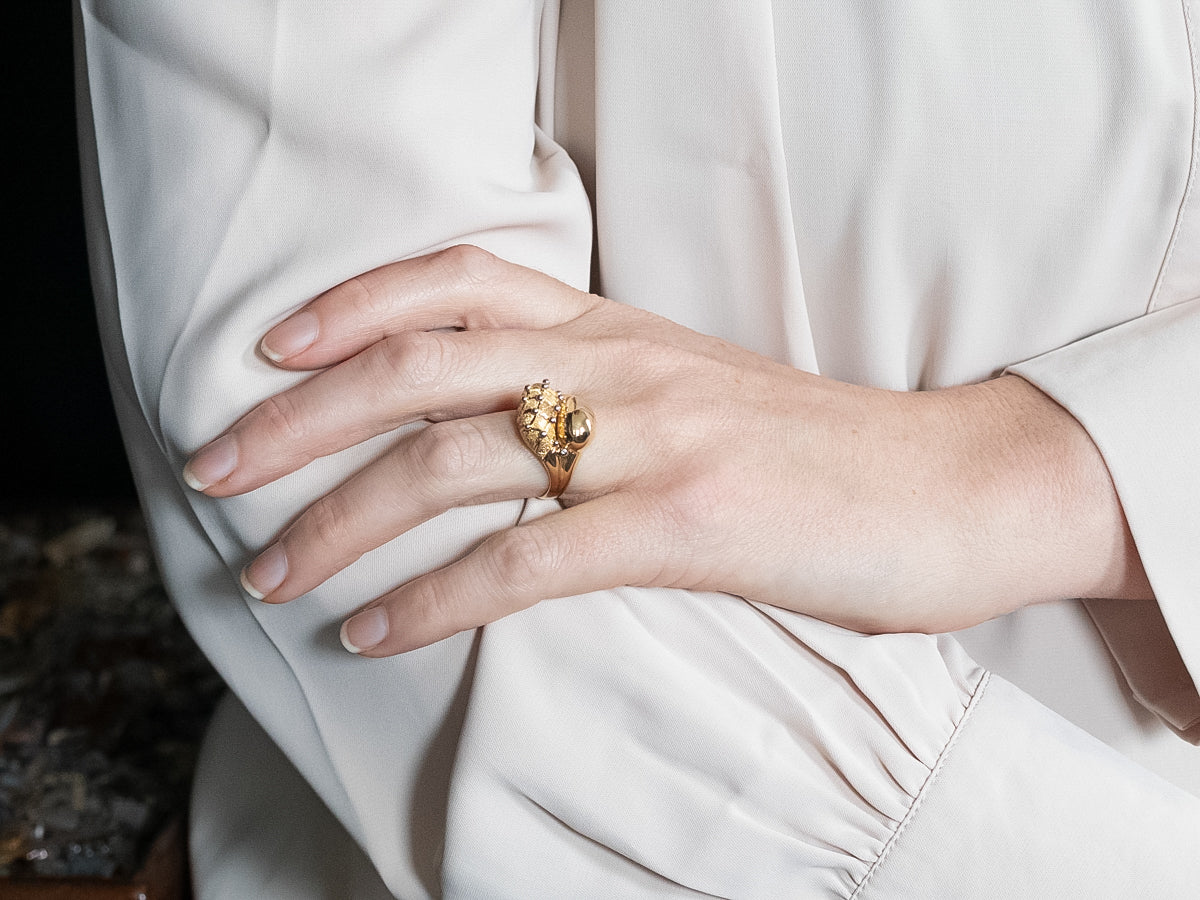 Two Tone Studded Domed Bypass Ring