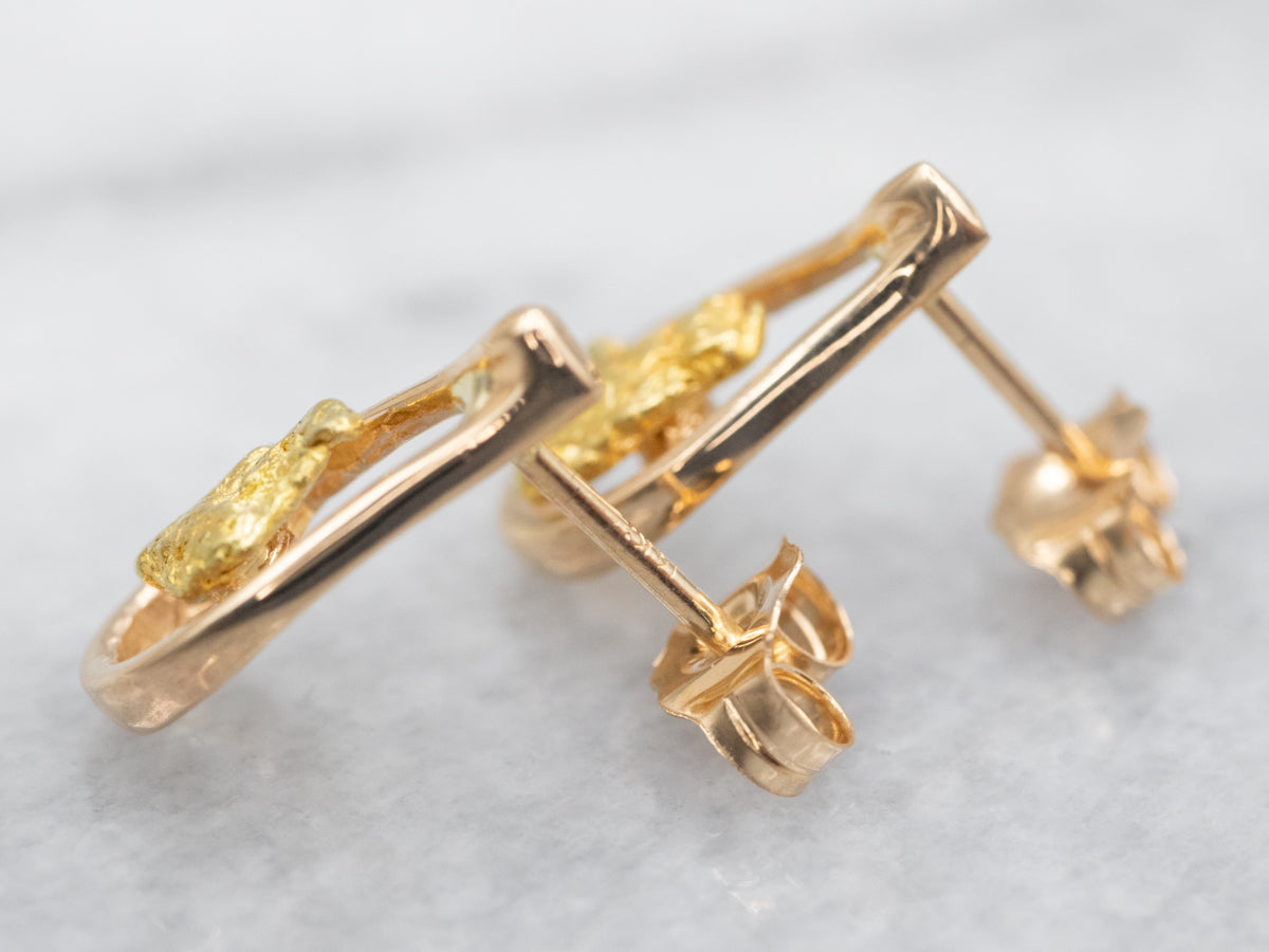 Teardrop Gold Nugget Drop Earrings