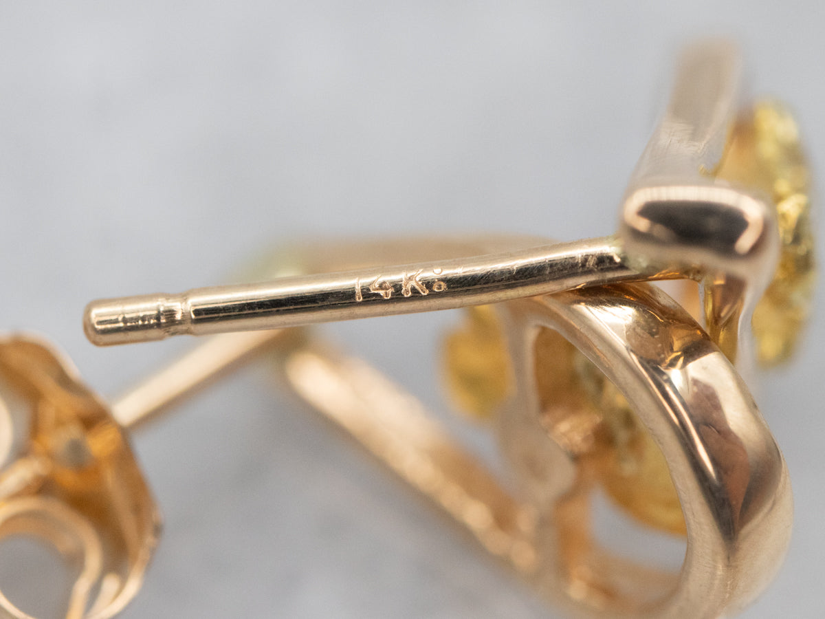 Teardrop Gold Nugget Drop Earrings