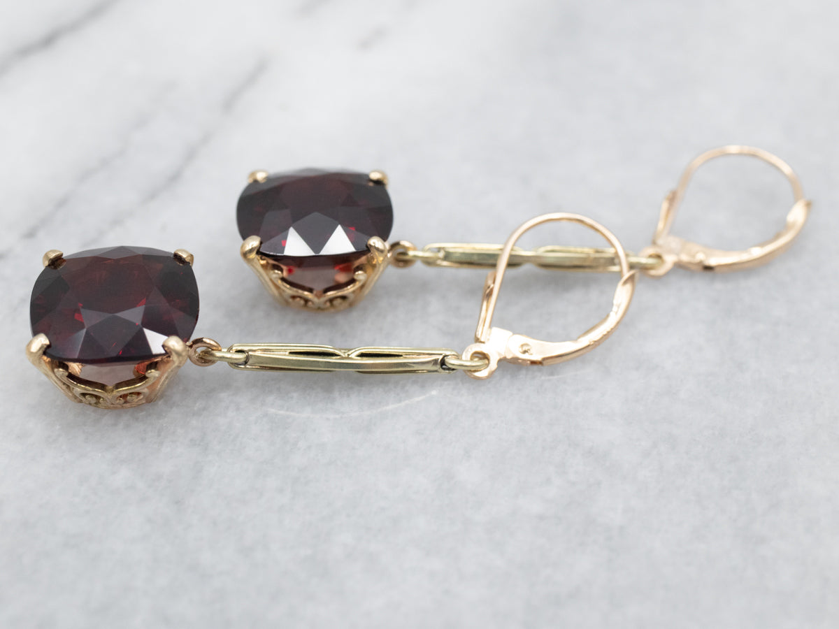 Stunning Gold Pyrope Garnet Drop Earrings