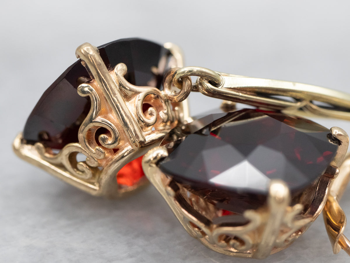 Stunning Gold Pyrope Garnet Drop Earrings