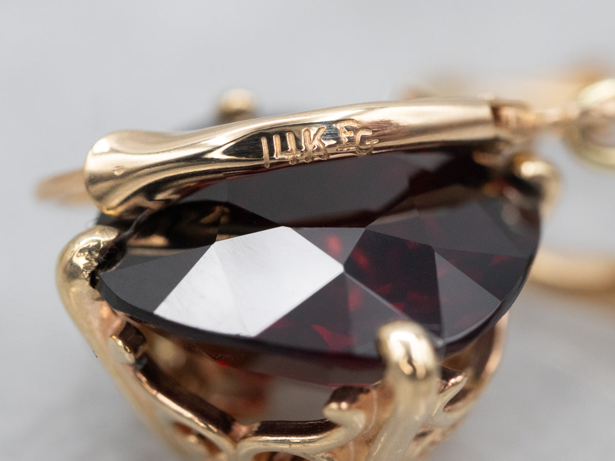 Stunning Gold Pyrope Garnet Drop Earrings