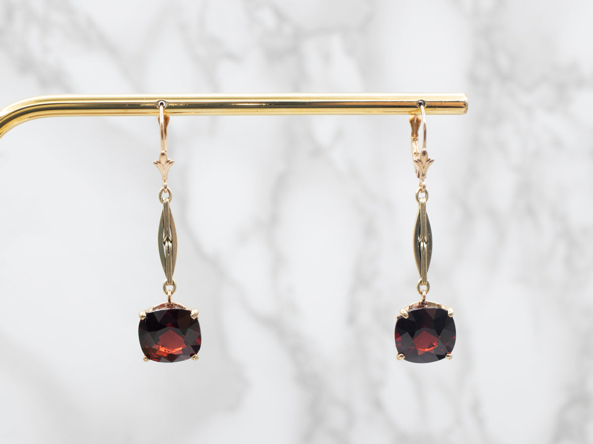 Stunning Gold Pyrope Garnet Drop Earrings