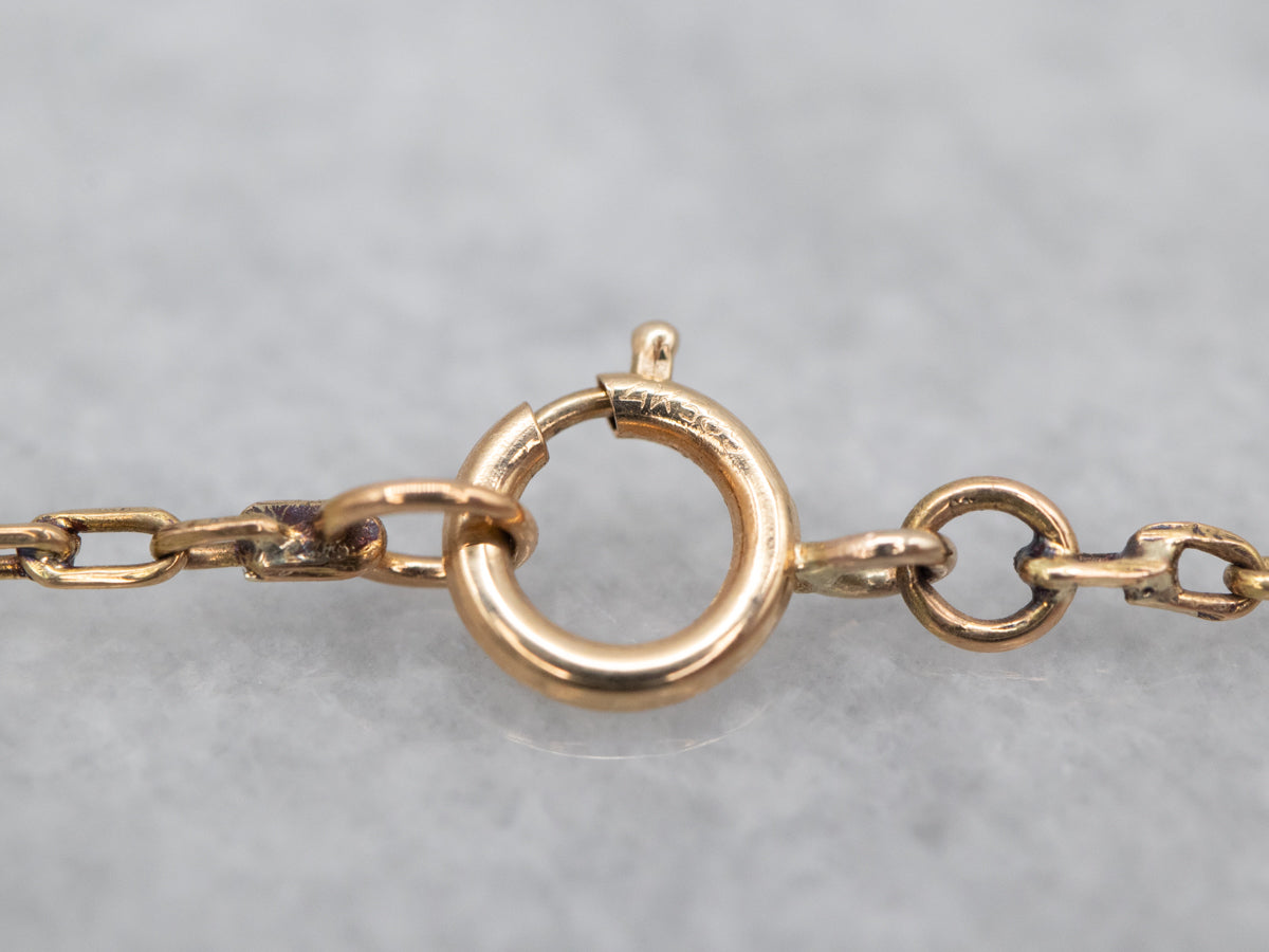 Long Gold Rectangle Link Chain with Spring Ring Clasp