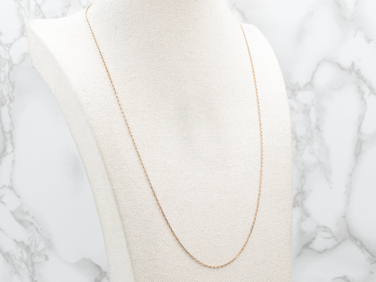 Long Gold Rectangle Link Chain with Spring Ring Clasp