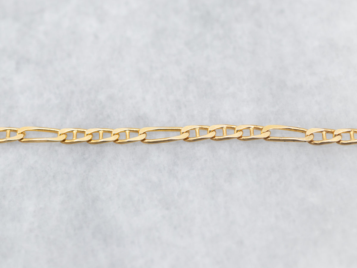Long Italian Gold Figaro Chain with Spring Ring Clasp