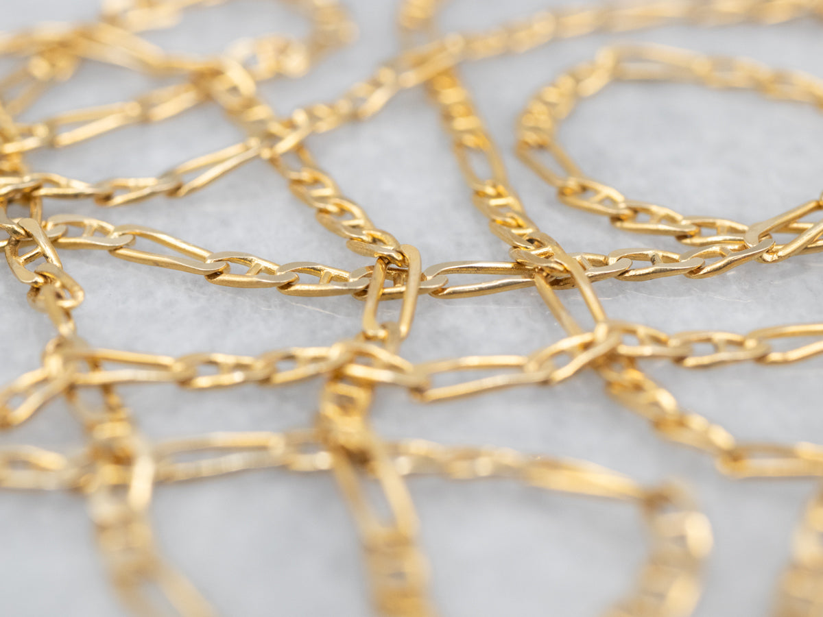 Long Italian Gold Figaro Chain with Spring Ring Clasp