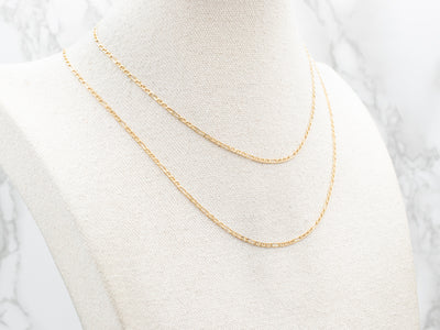 Long Italian Gold Figaro Chain with Spring Ring Clasp