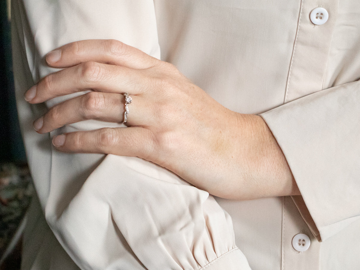 White Gold Diamond Engagement Ring with Diamond Accents