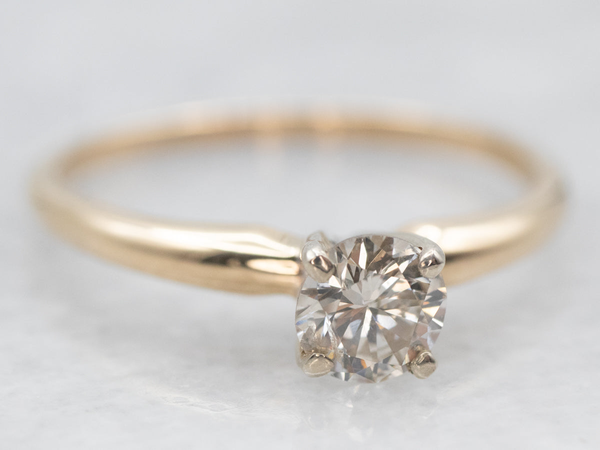 Two Tone Diamond Solitaire Engagement Ring