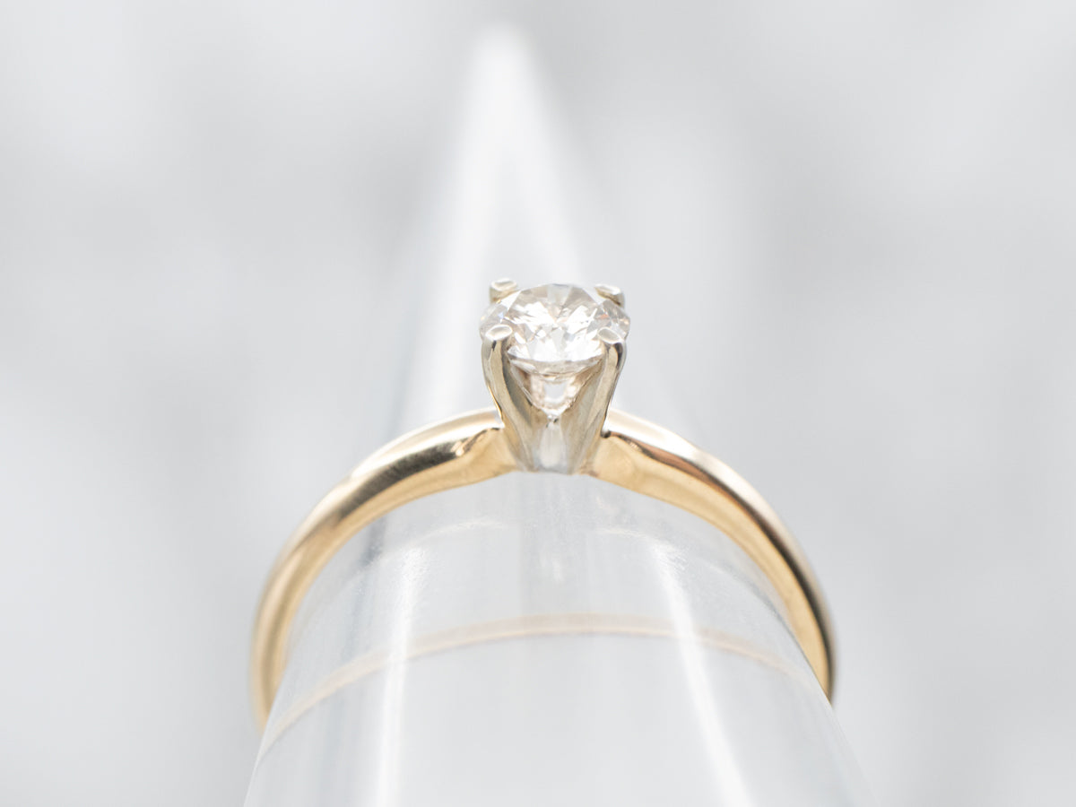 Two Tone Diamond Solitaire Engagement Ring
