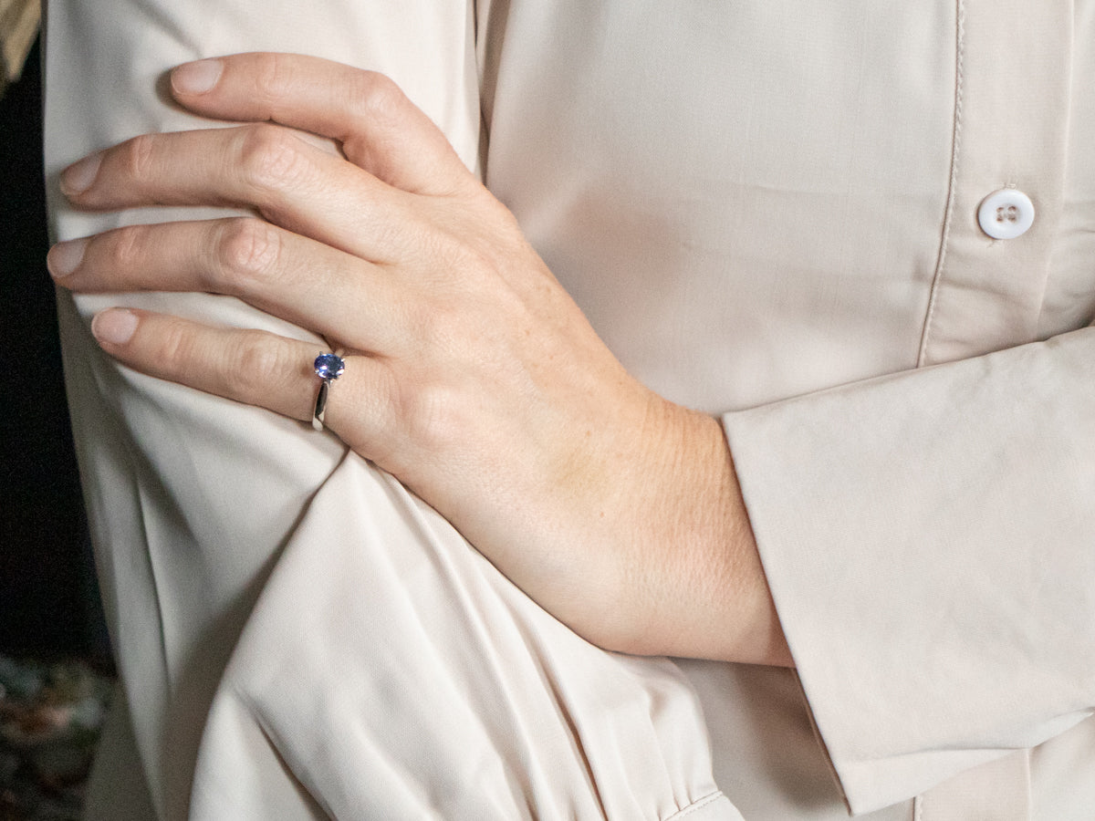 Platinum Purple Sapphire Solitaire Ring