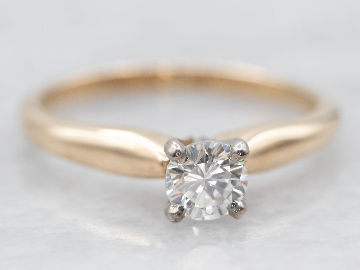 Two Tone Diamond Solitaire Engagement Ring