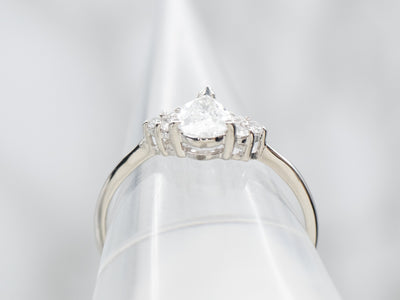 Platinum Pear Cut Diamond Engagement Ring with Diamond Accents