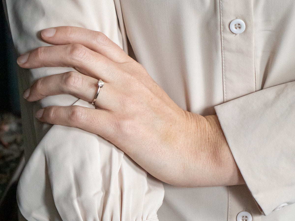 White Gold GSI Certified Diamond Solitaire Engagement Ring