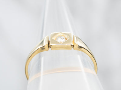 Yellow Gold Old Mine Cut Diamond Solitaire Ring