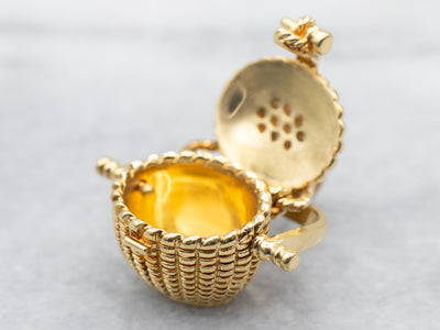Yellow Gold Nantucket Basket Pendant with Diamond Accents