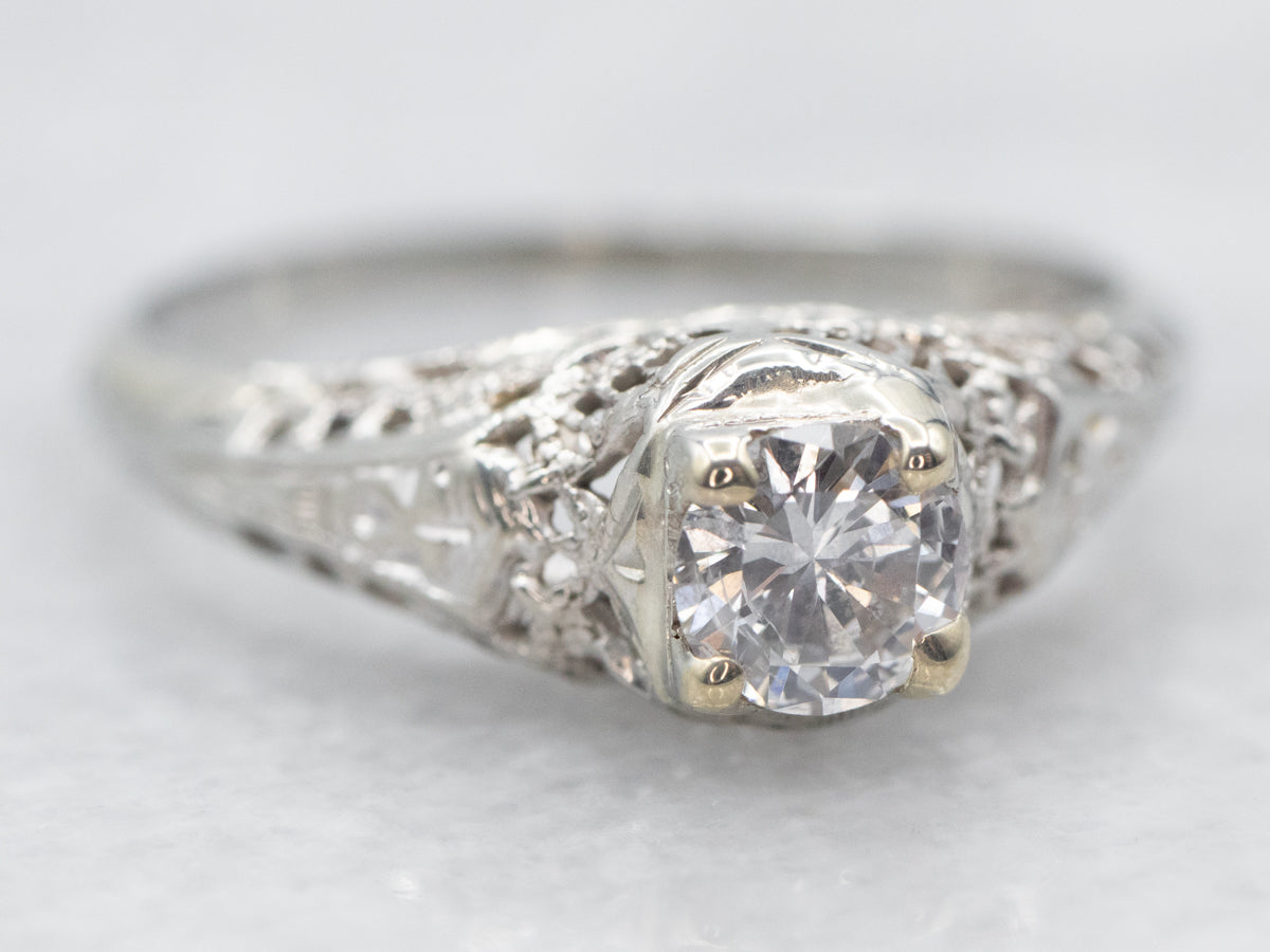 Art Deco Diamond Solitaire Engagement Ring