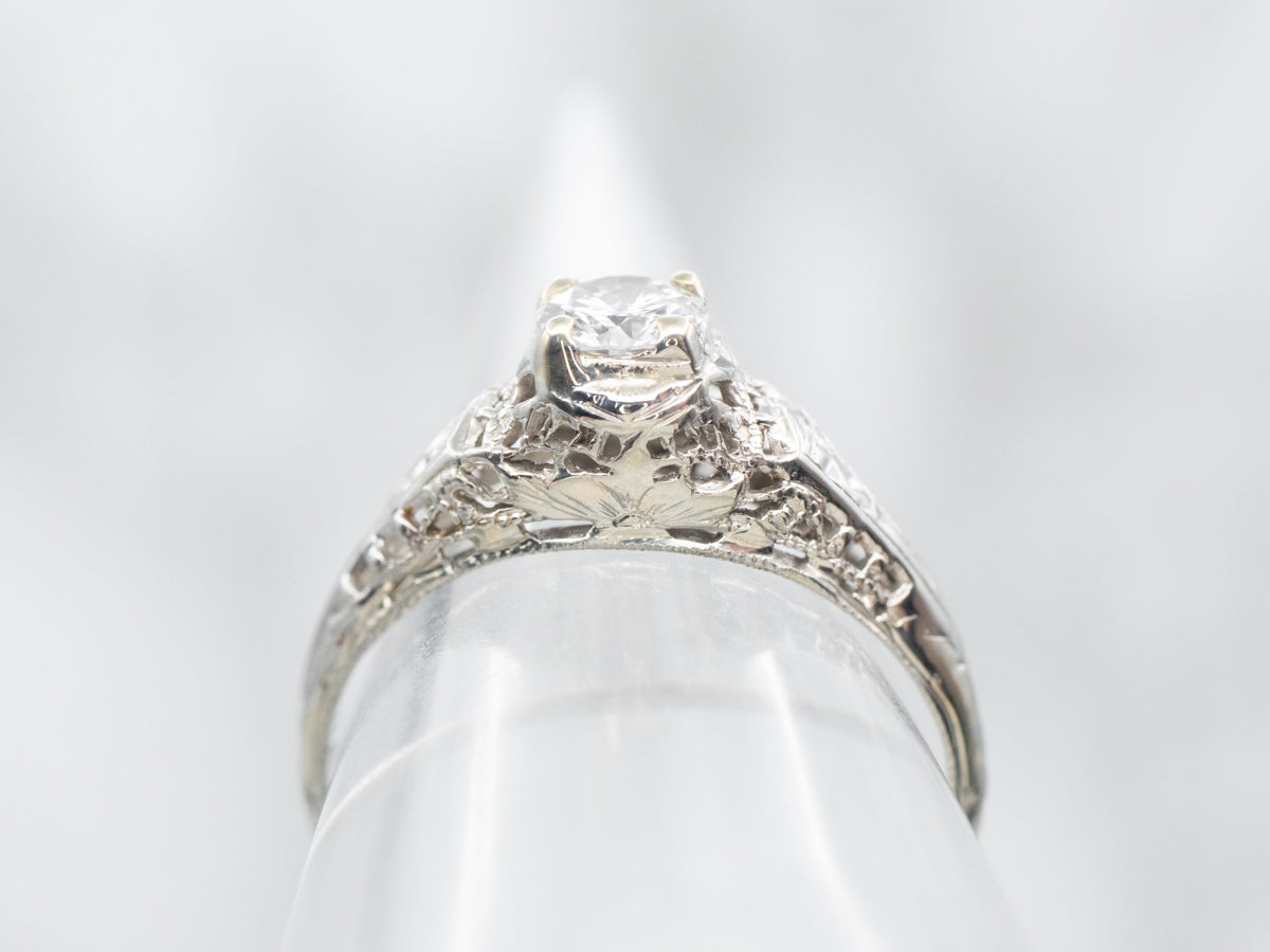 Art Deco Diamond Solitaire Engagement Ring