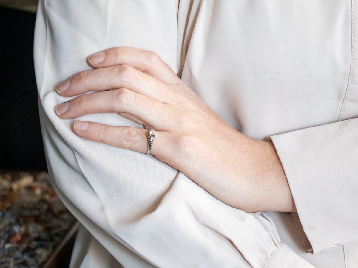 Art Deco Diamond Solitaire Engagement Ring