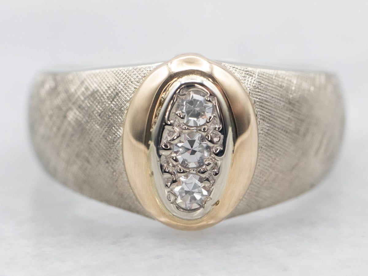 Two Tone Textured Diamond Ring - Market Square Jewelers