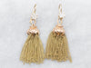 Two Tone Tassel Dangle Drop Earrings with Diamond Cluster Accent