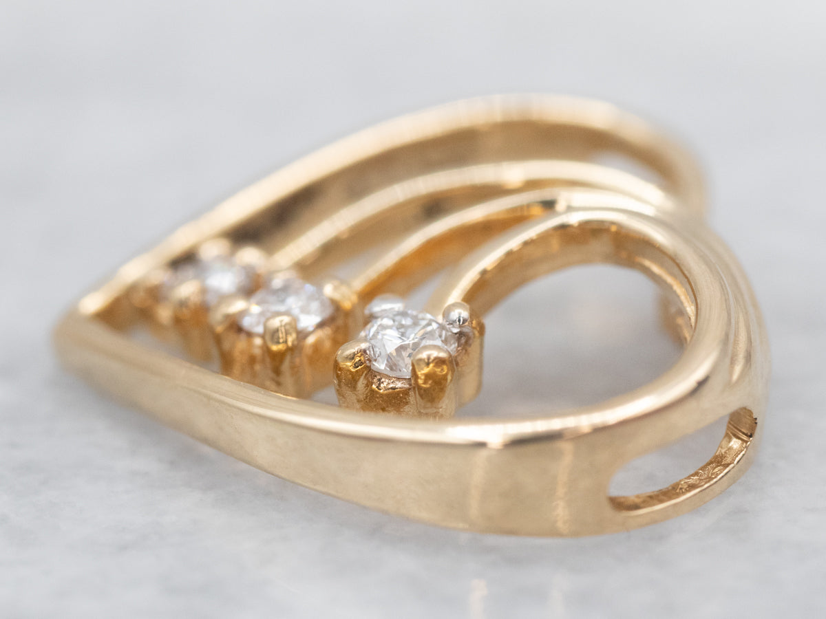 Modern Gold Diamond Heart Pendant