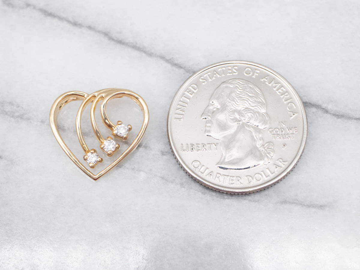 Modern Gold Diamond Heart Pendant